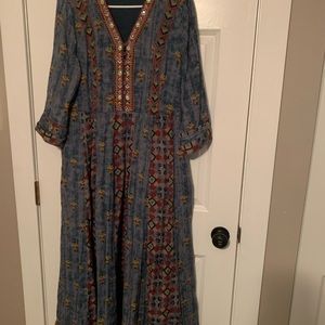 Soft surrounding woman’s San Remo embroidered BoHo maxi dress size 12 P